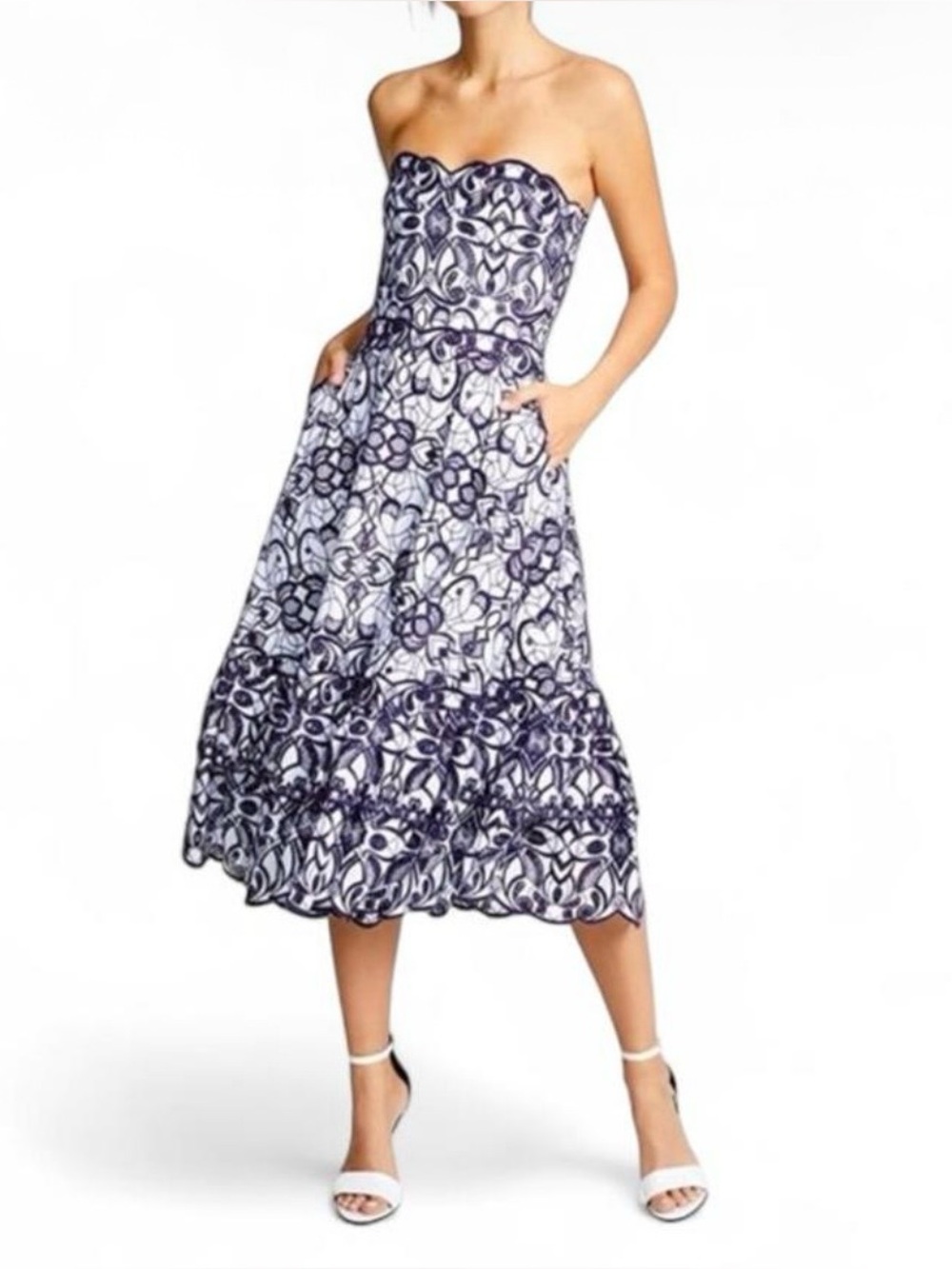 Johnathan Simkhai Scalloped Strapless Dress